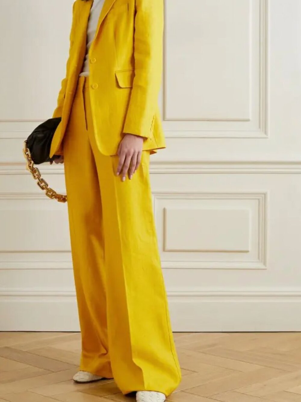 $1625 MaxMara Yellow Mustard Linen Twill Blazer Darsena Jacket size 12/FR 44